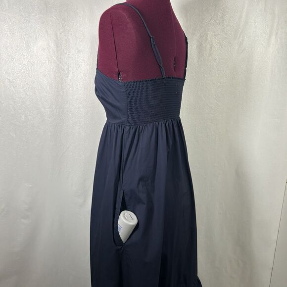 Xirena Freya Camisole Midi Tiered Dress Sz XS Cotton Midnight Blue Pockets Boho - Picture 12 of 16
